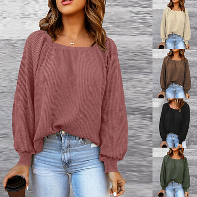 #ad Womens Long Sleeve Crew Neck Tops Tee Ladies Loose Baggy Casual T Shirt Pullover $23.49