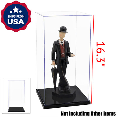 #ad US Self Install 16quot;H Acrylic Display Box Plastic Base Showcase Dustproof Figure $25.39