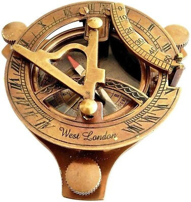 #ad Nautical Antique Brass Sundial Compass Vintage Brass Beautiful Shiny Finish $22.10