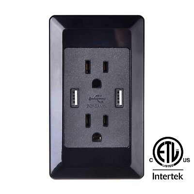 #ad Dual USB Port Wall Charger Black Outlet Socket Power US Standard Free shipping $12.65