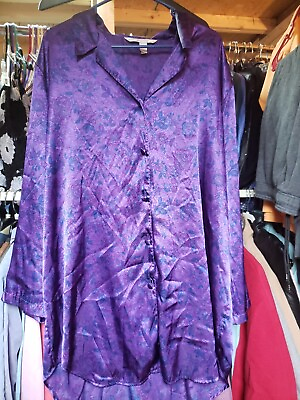 #ad Cacique Purple Floral Women#x27;s 18 20 Night Pajama Set $15.00