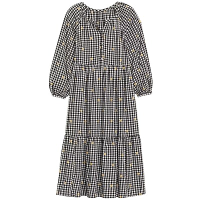 #ad Old Navy size 4X gingham daisy dress boho 3 4 sleeve fit flare embroidered sun $34.97