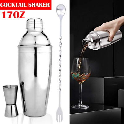 #ad 17 oz Stainless Steel Cocktail Shaker Set Mixed Drink Shaker Martini Shaker $15.59