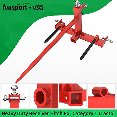 #ad 3 Point Trailer Receiver Hitch Hay Bale Spear Cat 1 Multi function Attachment $194.99