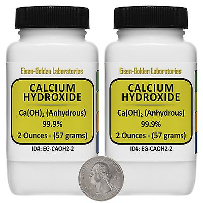 #ad Calcium Hydroxide Ca OH 2 99.9% ACS Grade Powder 4 Oz in Two Bottles USA $18.49