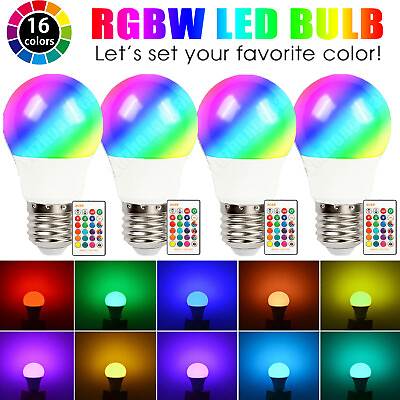 #ad 4 PACK RGBW LED Light Bulb Color Changing Dimmable Lamp With Remote Control $11.79