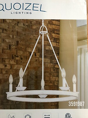 #ad 2 Quoizel Avalina 5 Light White French Country Cottage Damp Rated Chandelier $185.00