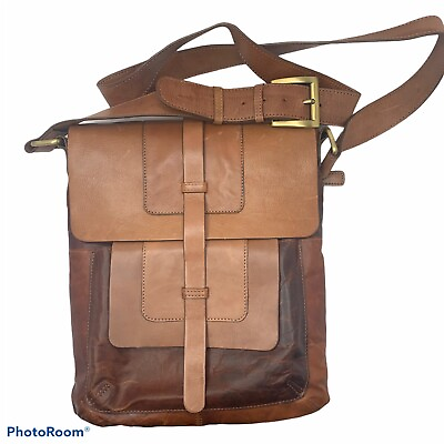 #ad Leather Brown Crossbody Bag Adjustable Messenger Purse Satchel Sling Bag Pockets $48.89