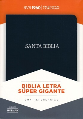#ad BIBLIA RVR 1960 LETRA SUPER GIGANTE NEGRO PIEL FABRICADA $34.99