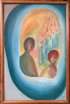 #ad Mid Century Beautiful Style Daphne Odjig Surrealism Oil Painting $79.99