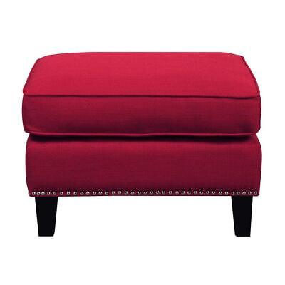 #ad Unbranded Ottoman Accent Traditional Rectangle Polyester Wood Frame Berry Red $123.79