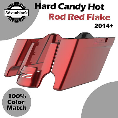 #ad Hard Candy Hot Rod Red Flake Dual Cutout Stretched Saddlebag For 2014 Harley $749.00