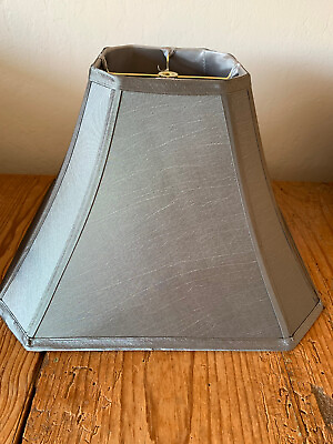 #ad Vintage Grey Satin Eight Sided Bell Lampshade 9 1 4 in tall $35.00