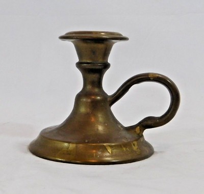 #ad Vintage Brass Candlestick Heavy 4.5quot; Handled $17.37