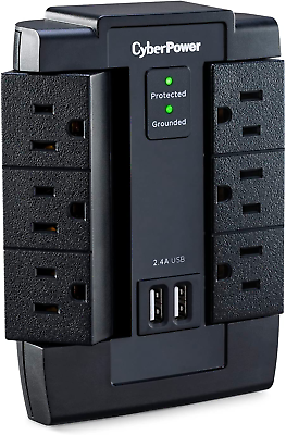 #ad Surge Protector 1200J 125V 6 Swivel Outlets 2 USB Charging Ports Wall Tap De $26.63