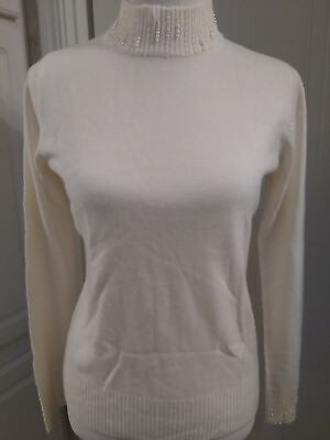 #ad WOMEN SWEATER NWT COLOR  IVORY SIZE M LONG SLEEVE PULLOVER $19.99