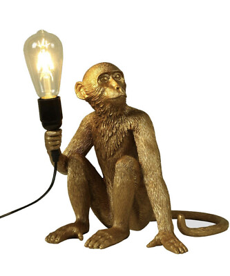#ad Resin Sitting Monkey Desk Lamp New In Box $79.99
