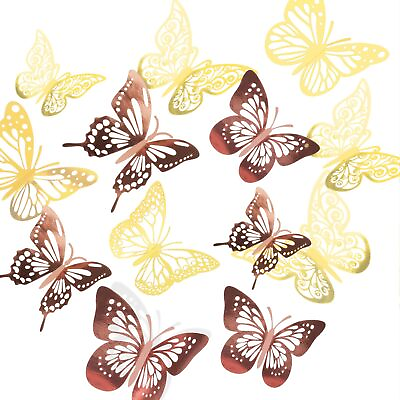 #ad 72 Pcs 3D Butterfly Room Wall Decor for Birthday Wedding Party Cake Decor $8.99