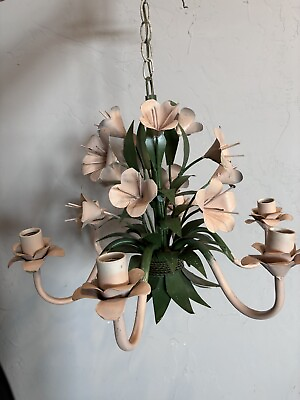 #ad Vintage Metal Floral Six Light Chandelier UNDERWRITERS LABORATORIES $199.99