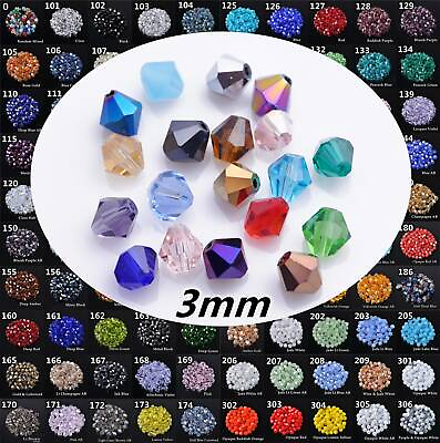 #ad Wholesale 1000pcs 3mm Small Bicone Faceted Crystal Glass Loose Spacer Beads lot $9.58