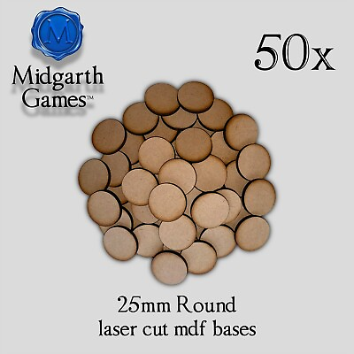 #ad 50x Round 25mm 1quot; MDF Bases Miniature Warhammer Laser Cut 40K FAST SHIPPING $11.67