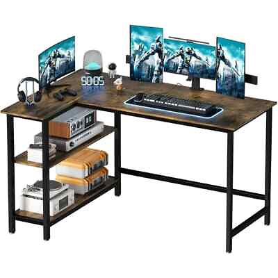 #ad L Shaped Reversible Computer Desk Home Office Writing Desk Gaming Desk $122.30
