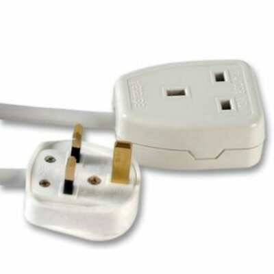 #ad 5M Extension Lead Single Socket 1 Gang Way Mains Lead Cable White 1G 5 Metre GBP 10.45