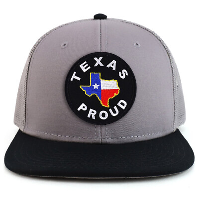 #ad Texas Proud Circle Embroidered Patch Flatbill Mesh Snapback Cap FREE SHIPPING $19.99