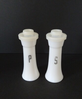 #ad Vtg Tupperware Hourglass 4.5 Inch Salt amp; Pepper Shakers 1970s Mini #831 White $23.99