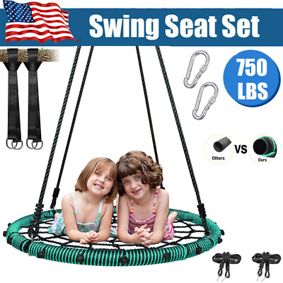 #ad 750Lbs Tree Swing for Kids 40quot; Large Round Outdoor Saucer Swing Adjustable Ropes $67.05
