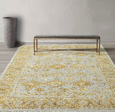 #ad loomBloom Multi Size Hand Knotted Wool Oushak Transitional Area Rug Gray Gold $384.80