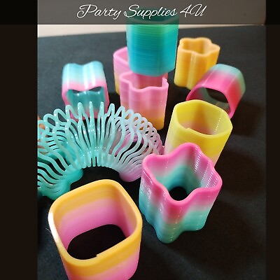#ad 4pk Mini Shaped Rainbow Slinky Stocking Party bag filler fidget kids springs GBP 2.99