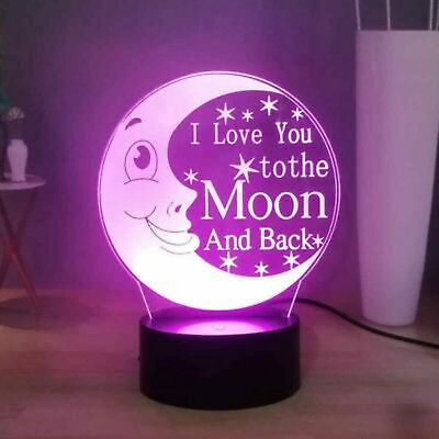 #ad Moon amp; Back Illusion LED Lamp 3D Light Experience 7 Colors Options $12.99