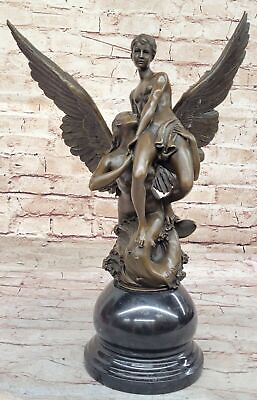 #ad Denys Pierre Puech Winged sea maiden Hot Cast Genuine Bronze Sculpture Statue $679.00