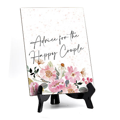 #ad Advice for the Happy Couple Table Sign and Easel Floral Watercolor Design 6x8quot; $12.34