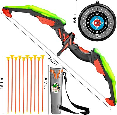 #ad Super Archery Kit Kids Bow and Arrow Set LED Light up 10 Suction Cup Arrows $17.99