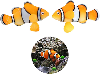 #ad 2 Pack Silicone Artificial Aquarium Floating Clownfish Decoration Fish Tank Deco $22.84