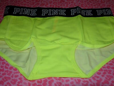 #ad Victorias Secret PINK Shortie BoyShort Block Logo Lemon Blaze Neon XSMXL XXL NWT $10.99