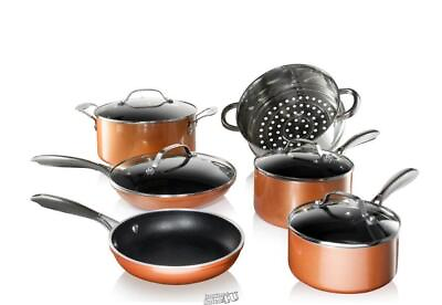 #ad Gotham Steel 10 Piece Nonstick Ceramic Pots Pans Cookware Set $109.99