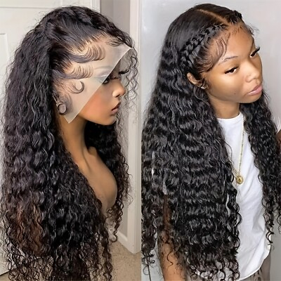 #ad Lace Front Human Hair Wig Water Wave Wig Human Hair Wigs With Baby Hair Natural $33.99