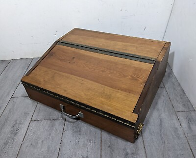 #ad Vintage Wooden Slant Top Lectern Writing Stationary Lap Desk Box Art Podium $198.00