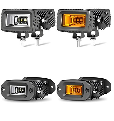 #ad 2x 3quot; Cube LED Flood White Amber Light Pods Round Work Driving Fog Offroad 4WD $31.95