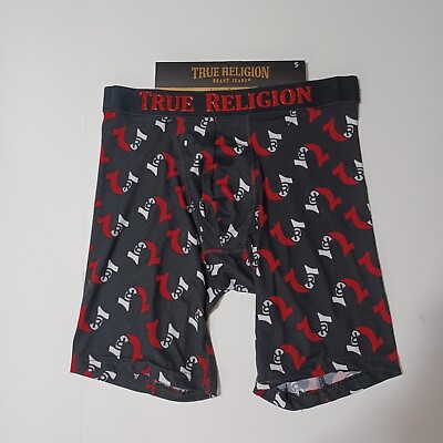 #ad True Religion Men#x27;s Size S 28 30 LUXE TOUCH Boxer Briefs Black Red Logo NEW $19.99