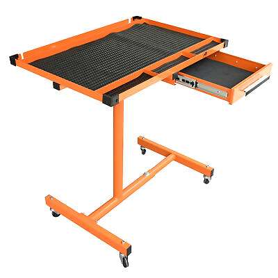 #ad Heavy Duty Adjustable Work Table Bench220 lbs Rolling Tool Cart Tray With Wheel $136.99