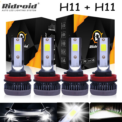 #ad Combo 4 Bulbs LED Headlight 6000K White Kit For Chevy Malibu Impala Hiamp;Low Beam $15.99
