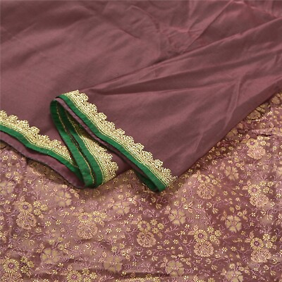 #ad Sanskriti Vintage Brown Sarees Pure Satin Silk Banarasi Tanchoi Rare Sari Fabric $74.46