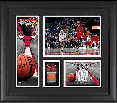 #ad Lonzo Ball Chicago Bulls Framed 15quot; x 17quot; Collage with a Piece of Team Used Ball $79.99
