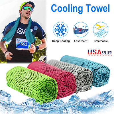 #ad 1 4PCS Cooling Towel For Neck and Face Cool Ice Sport Workout Yoga Sweat Towels $5.98