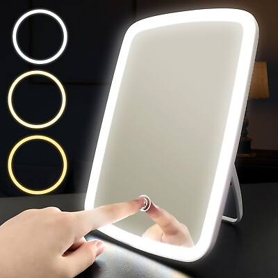 #ad 3 Light Colors Lighted Makeup Mirror Touch Screen Brightness Vanity Desk Mirror $14.99