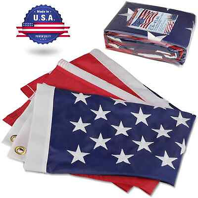 #ad American Flag REAL Made in USA 3x5 FT US REAL 300D Nylon Embroidered $12.99